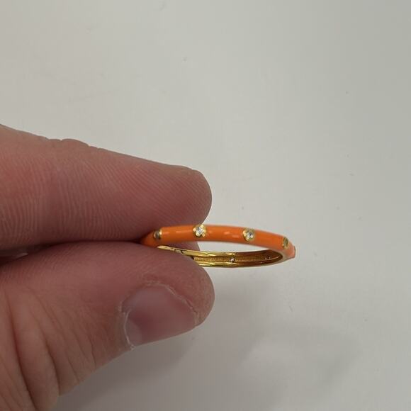 Orange and rhinestone gold stackable ring size 7 - Picture 3 of 4